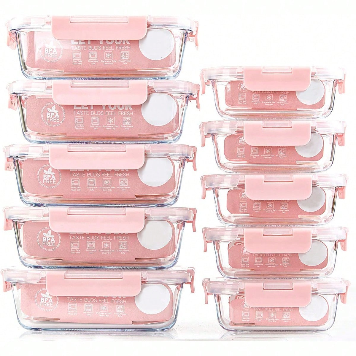 Food Storage Oven Safe - 10 sztuk szklanych pojemników do przechowywania